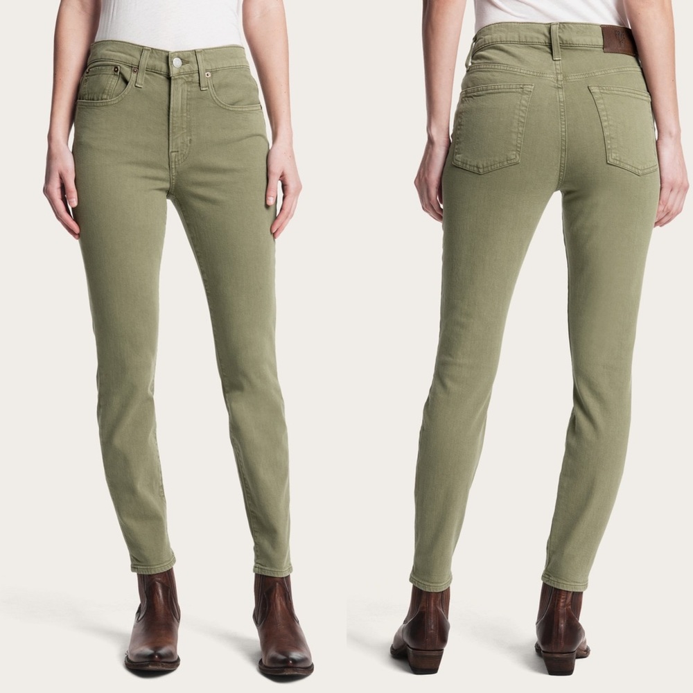 Frye Veronica Crop Skinny Jeans Military Sage Green 24 NWT